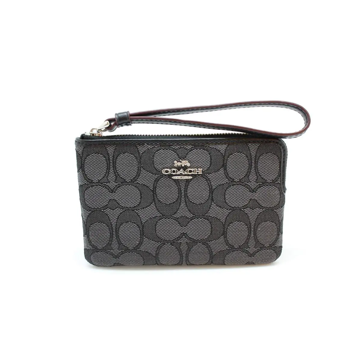 Coach Outline Signature Corner Zip Wristlet F58033 Black Smoke/black - SV/ Signature C Black Smoke