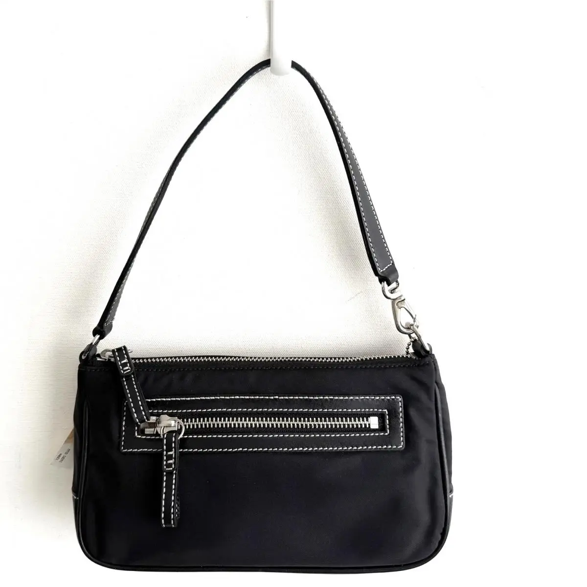 Coach Nylon Leather Demi Top Handle Bag Large Wristlet FS4291 Black