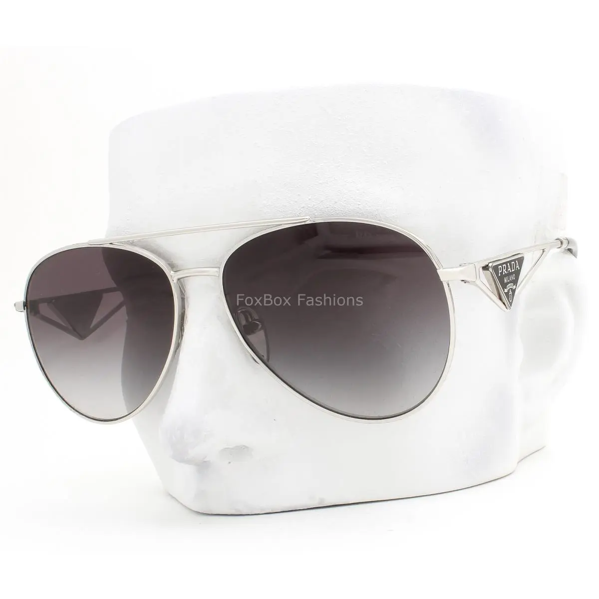Prada Sunglasses Spr 73Z 1BC-5D1 Shiny Silver Gray Gradient with Case