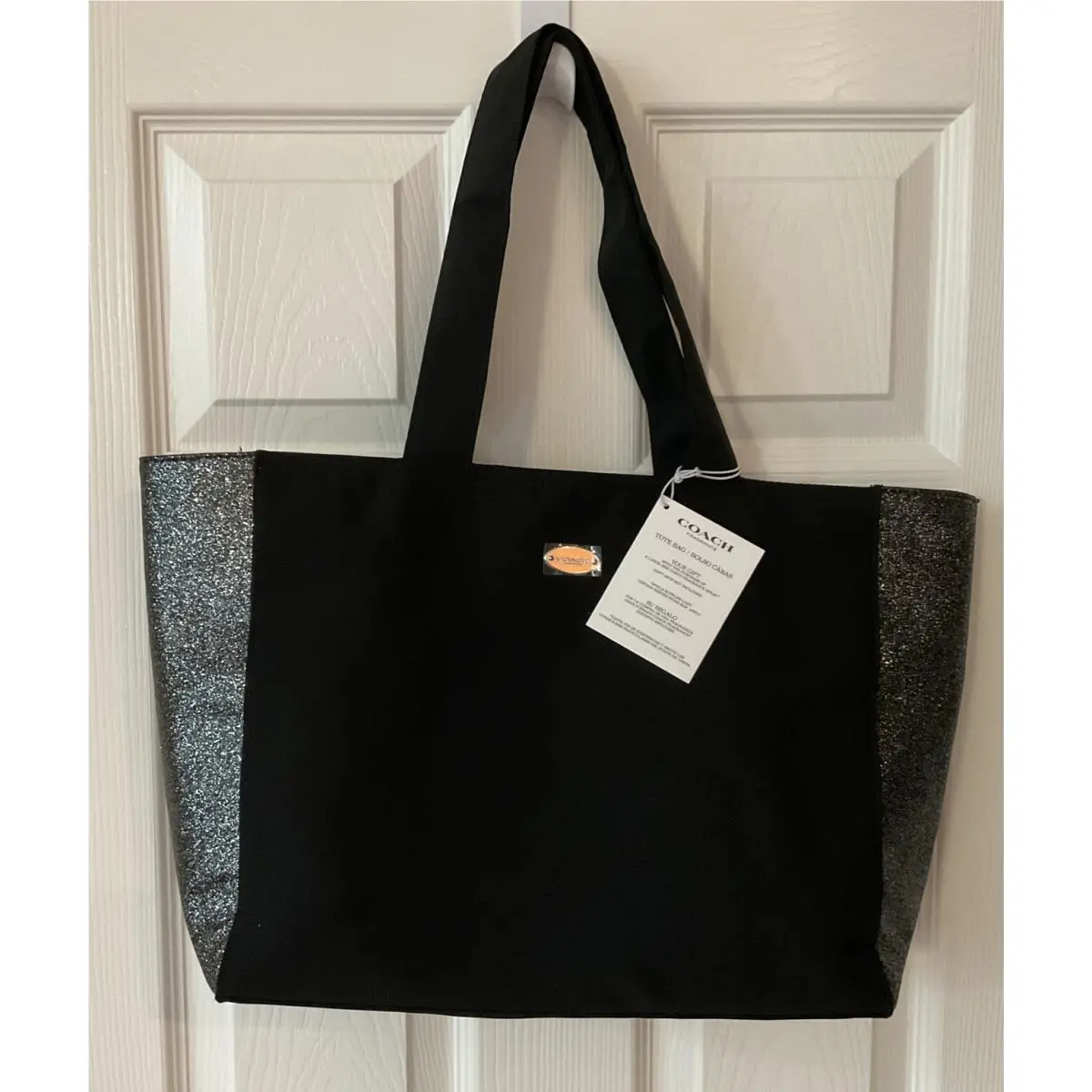 Coach Fragrance Tote Bag Black Silver Shimmer Glitter