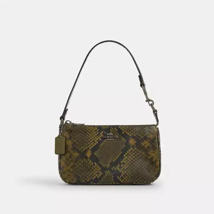 Coach Nolita 19 with Snake Print Smooth Leather Gunmetal Olive Multi