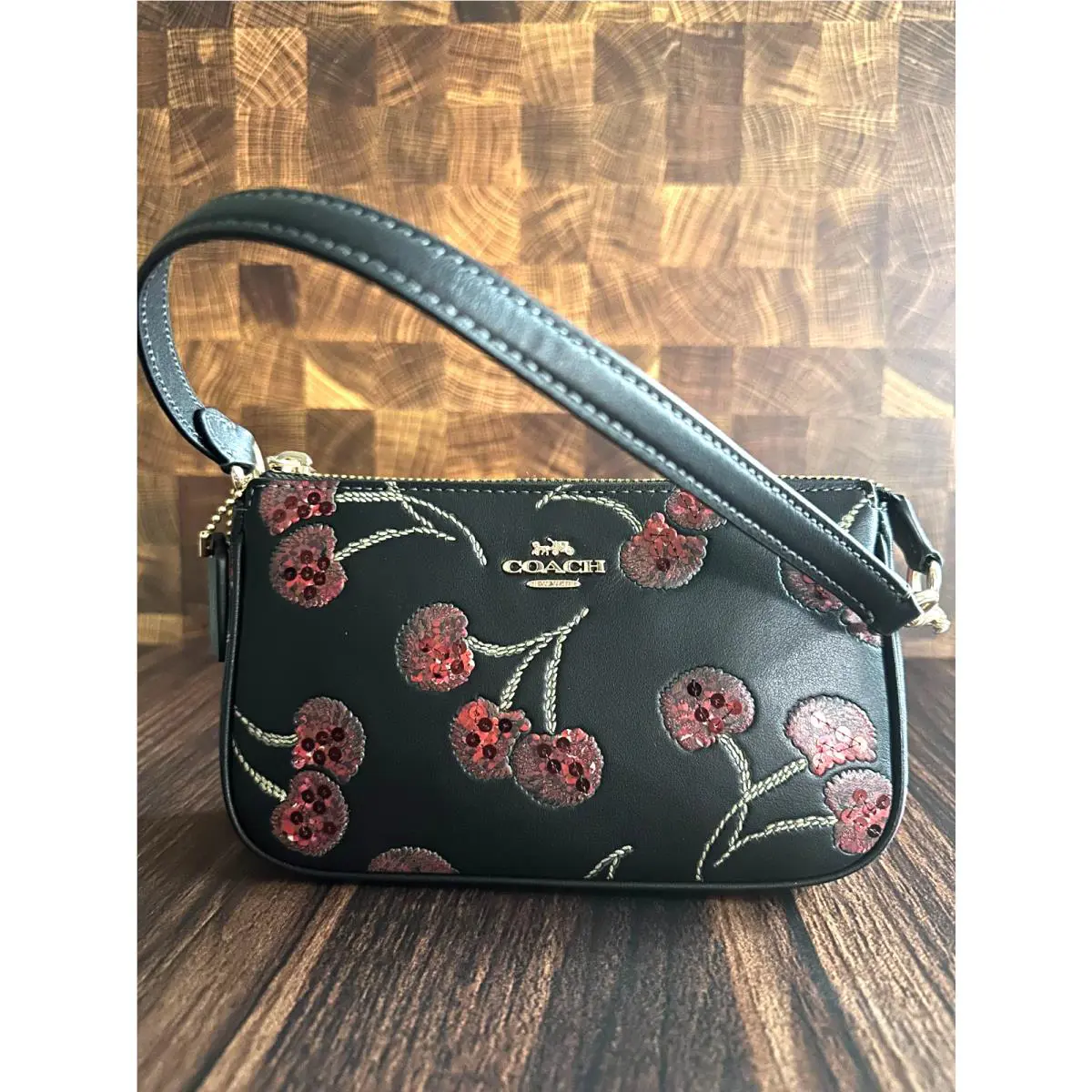 Coach Nolita 19 with Cherry Print CCZ21 Gold/black Multi