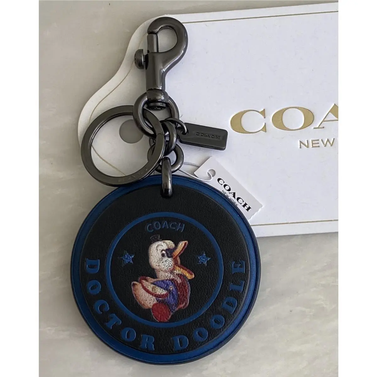 Coach Doctor Doodle Fisher/price Duck Black/multi Leather Bag Charm 32659