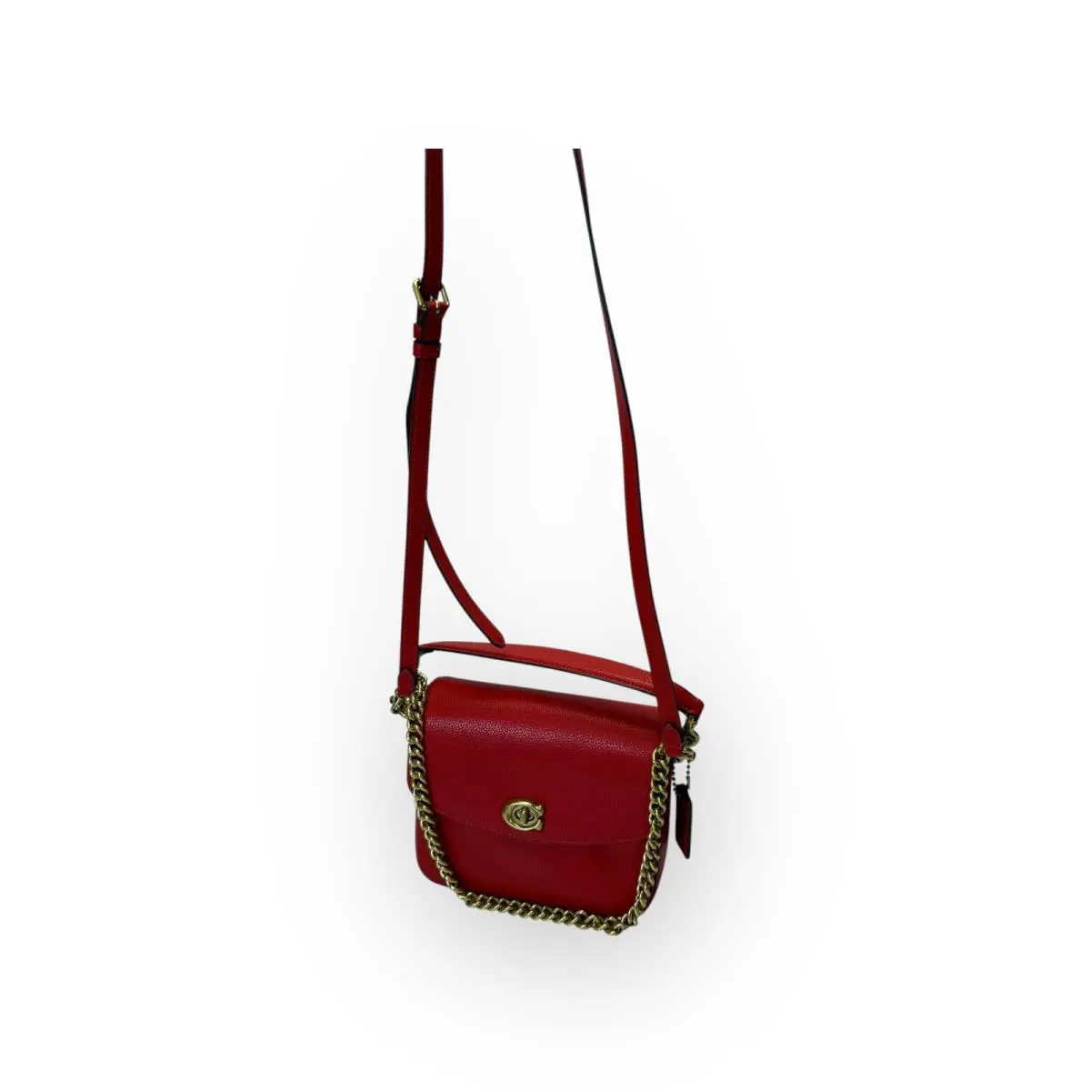 Coach Cassie Pebbled Leather Sport Red 19 Crossbody Brass Hardwear Handbag