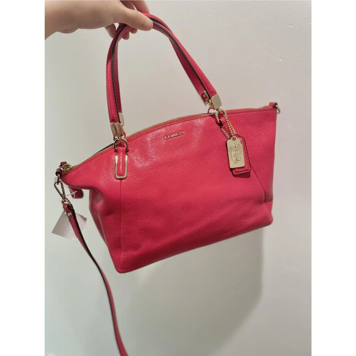 Coach Scarlet Red Leather Satchel – Rare Classic Zip Top Dual Straps