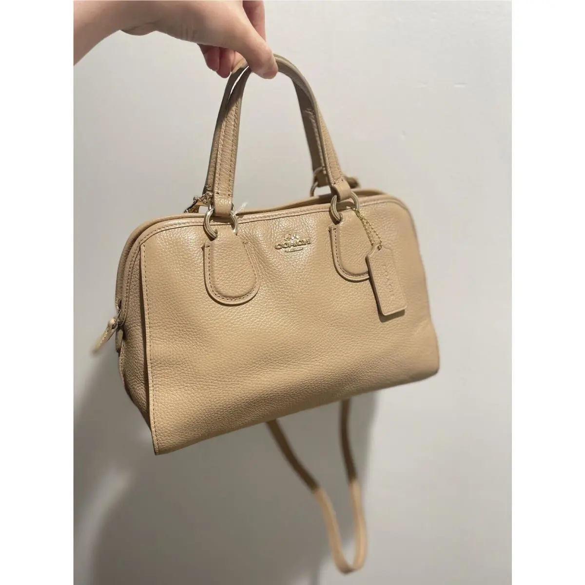 Coach Pebbled Leather Mini Satchel Bag Top Handle Crossbody Convertible Purse