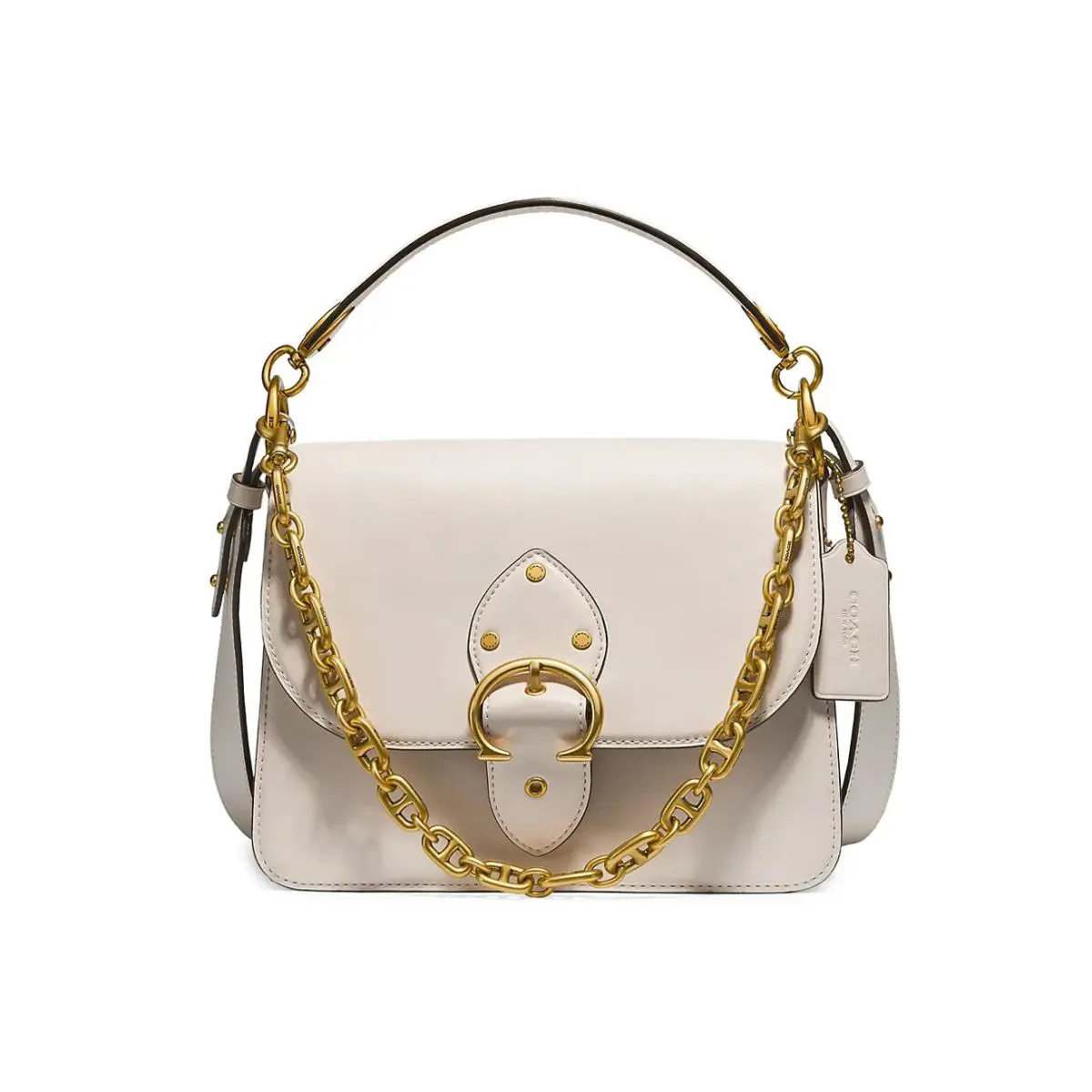 Coach X4502 Ivory Beat Leather Flap Bag Size 9.5x8x4