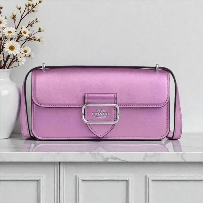 Coach Morgan Crossbody Leather Purse in Metallic Lilac CO984
