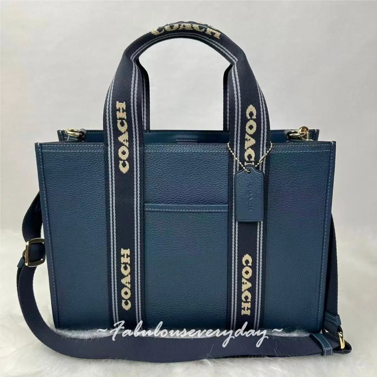 Coach Smith Tote Bag Crossbody In Leather/silver/denim Multi CBM10