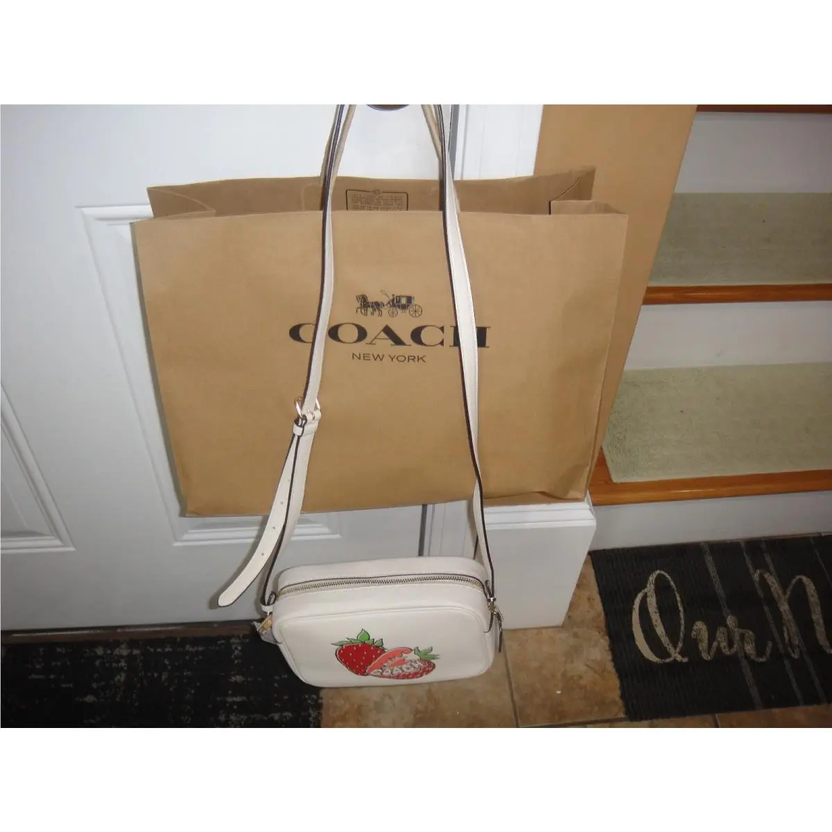 Coach Jamie Camera Crossbody Bag IN Strawberry GRAPHIC.$350.0100%