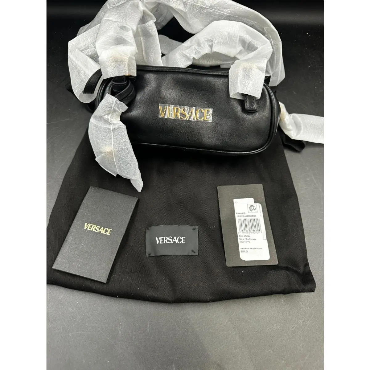 Versace Mini Shoulder Nappa Bag 2025 Black and Gold