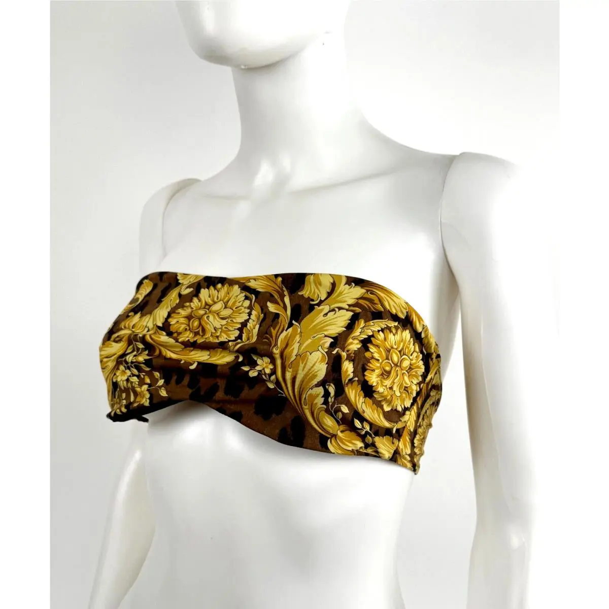 Beachwear $495NWT Sz 3 US M Barocco Print Medusa Swim Bra Bikini Top Bag by Versace