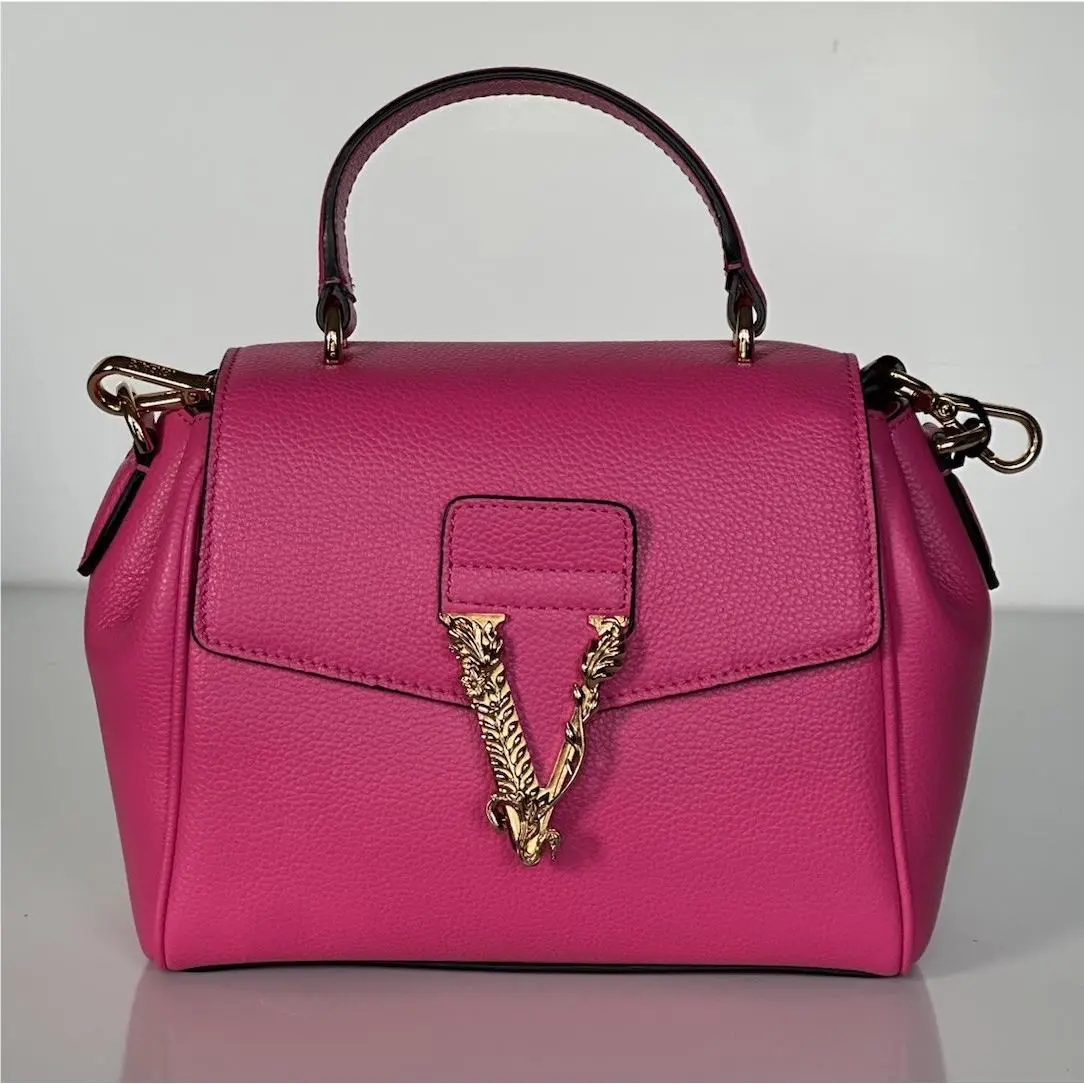 Versace Virtus Grainy Calf Small Pink Top Handle Bag 1015556 IT