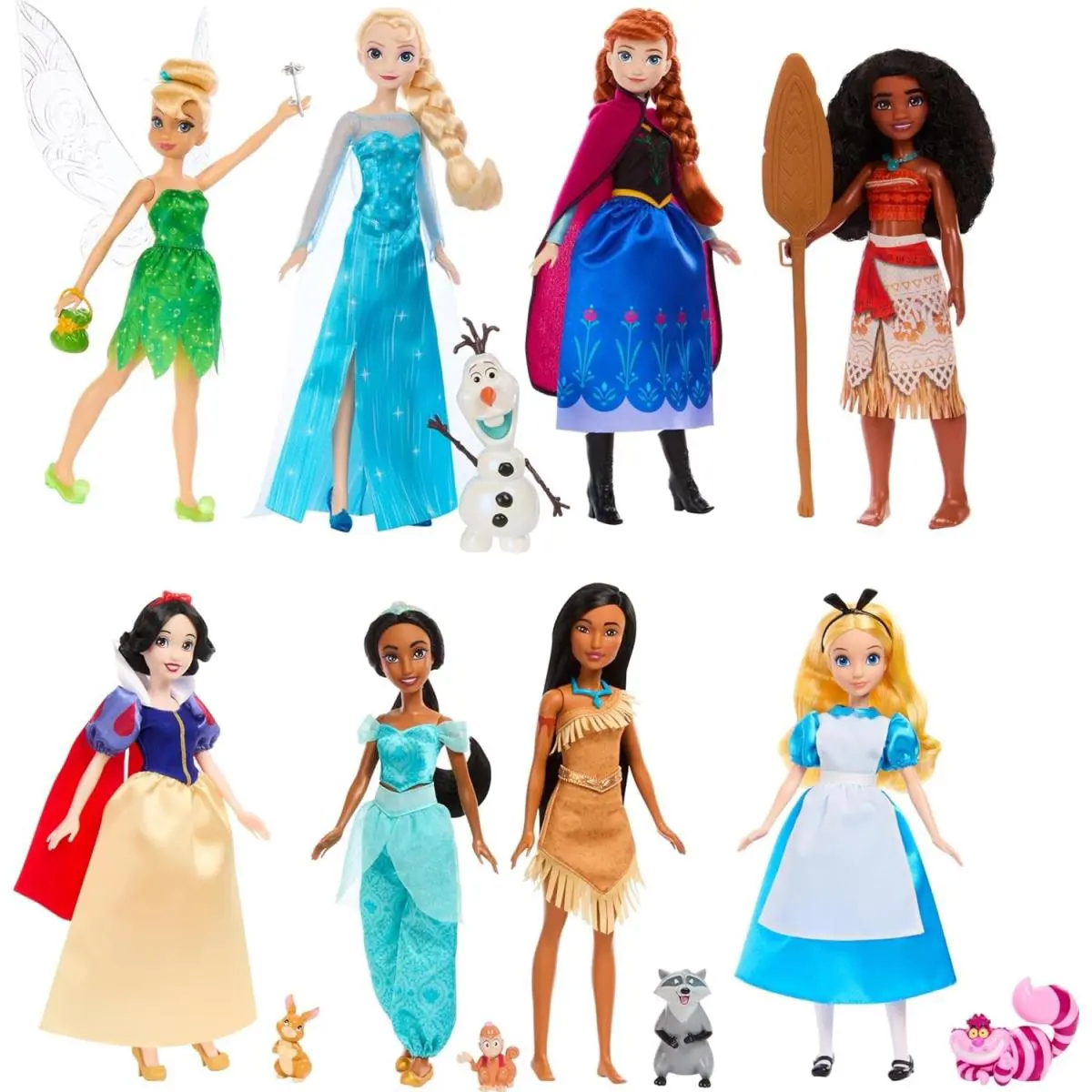 Disney Princess 8 Sparkling Fashion Dolls + Accessories 100 Yrs of Disney Magic
