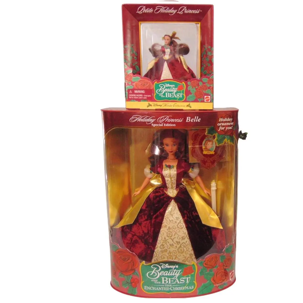 Disney Princess Holiday Barbie Belle Beauty The Beast Set 2 Dolls 12 4 Box