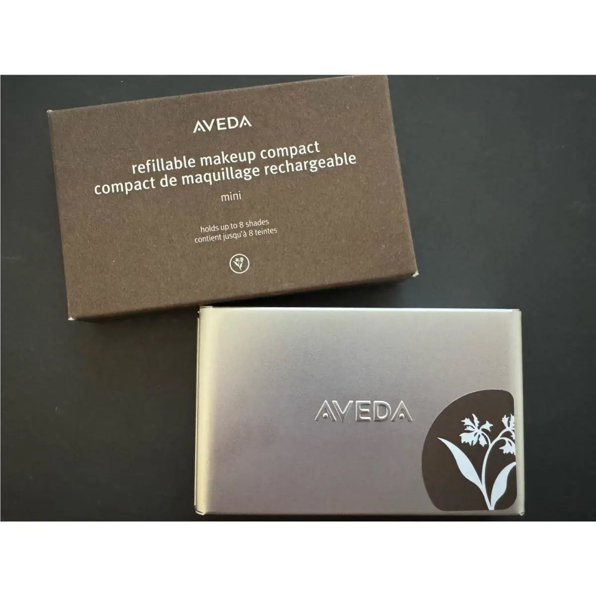 Aveda Refillable Makeup Compact Mini - Holds Upto 8 Shades Silver Metal Magnetic