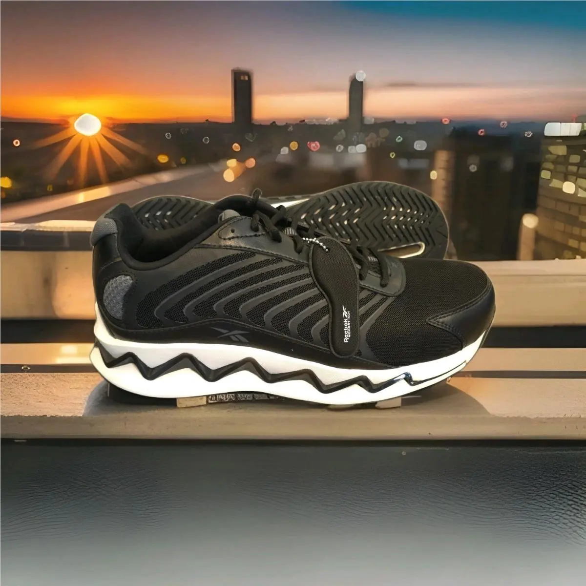 Reebok Zig Elusion Heritage Work Black Mens 10.5 Sneaker RB3221 Safety Comp Toe - Black