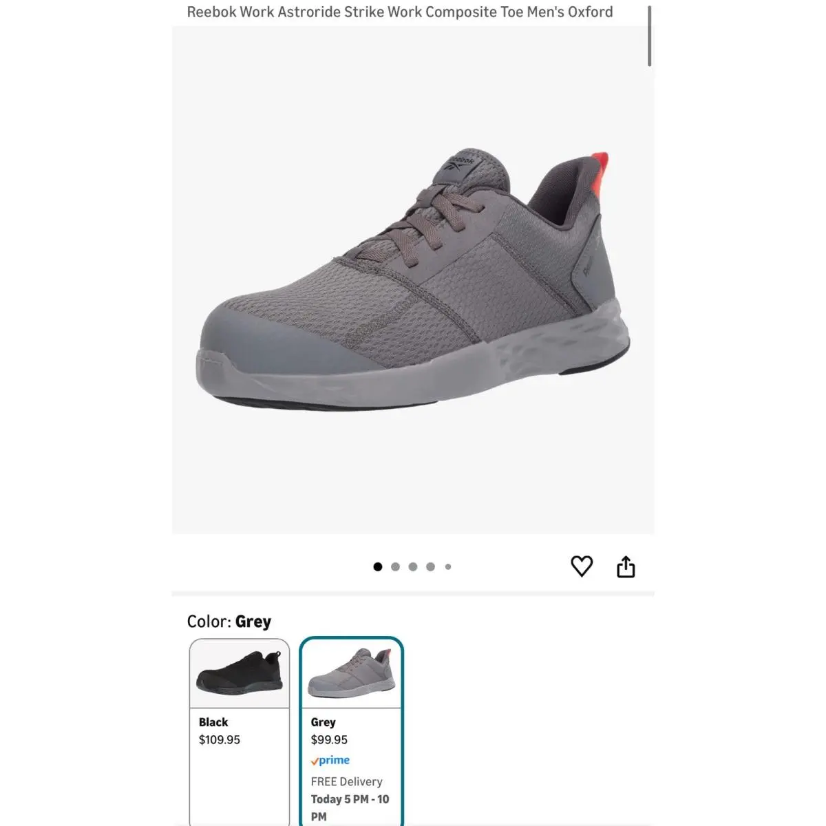 Reebok shoes - Reebok Work Astroride Strike Composite Toe Static Dissipative - RB4671 - Gray 6