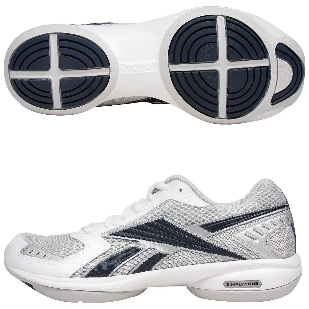 Reebok Symplytone Reestride Men`s Sneakers Size 10.5 - Silver/White/Athletic Navy/Steel