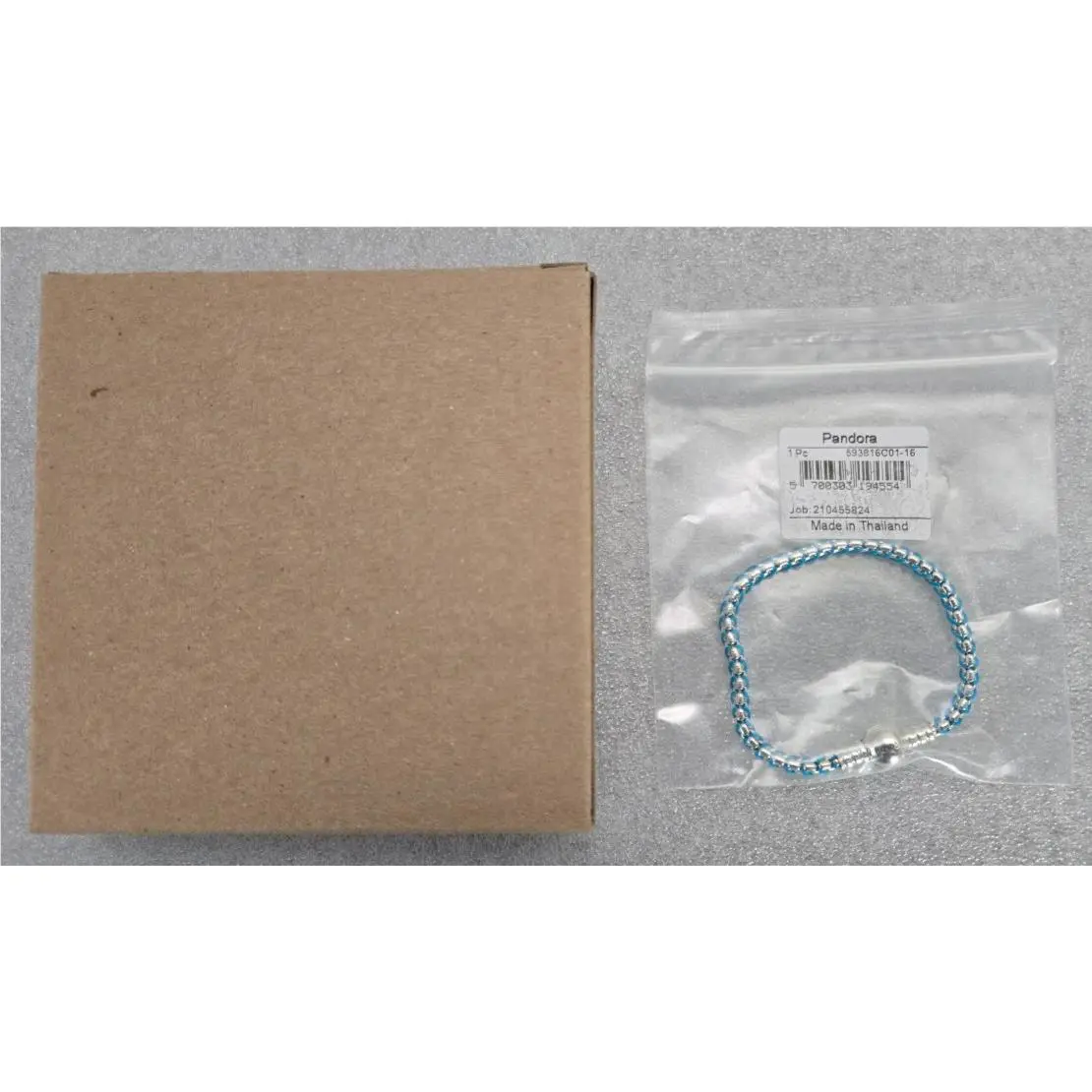 Pandora 593816C01-16 Blue Cord Snake Chain Bracelet Sterling Silver