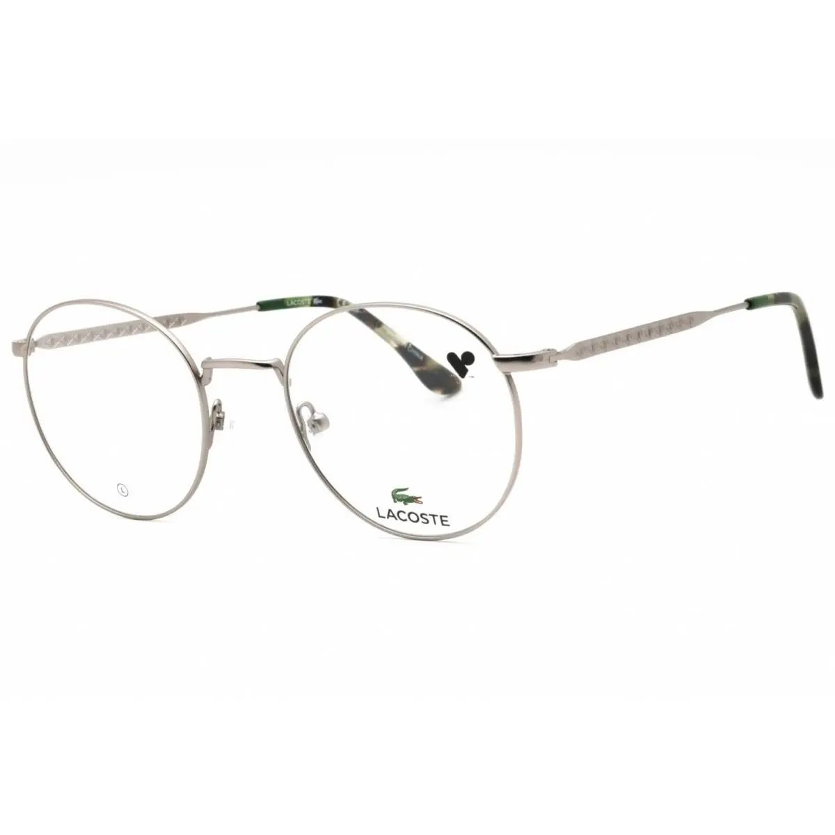 Lacoste Men`s Eyeglasses Light Gunmetal Metal Full Rim Round Frame L2308 033