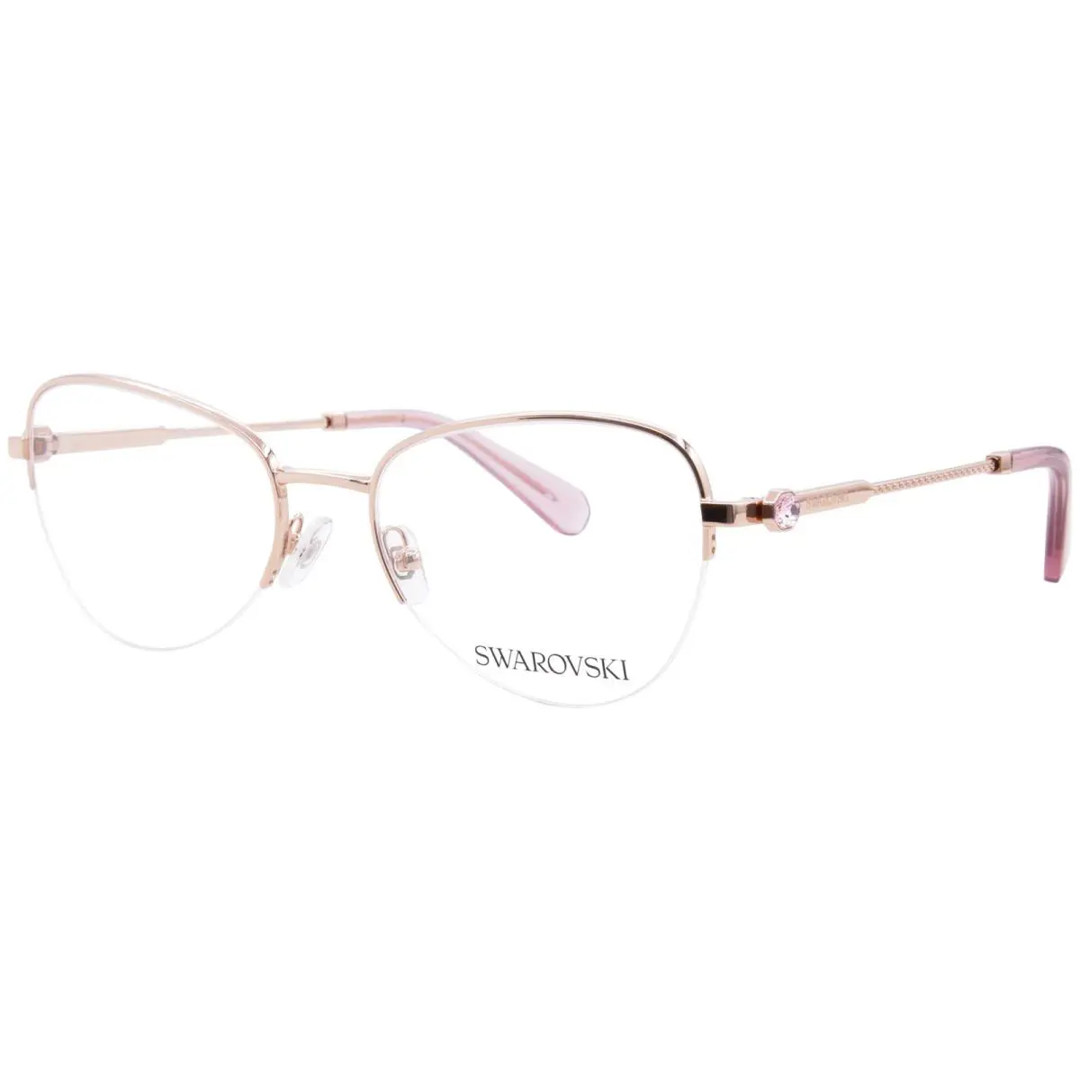 Swarovski SK1032 4014 Eyeglasses Women`s Rose Gold Semi Rim Oval Shape 54mm