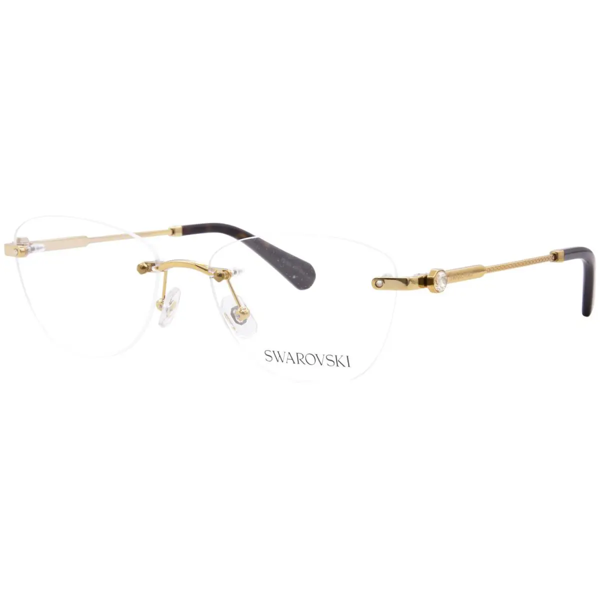 Swarovski SK1035D 4007 Eyeglasses Women`s Dark Gold Rimless Oval Shape 55mm