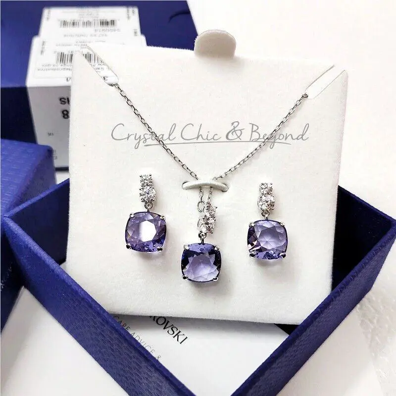 Swarovski Vintage Set Earrings Necklace Violet 5450918
