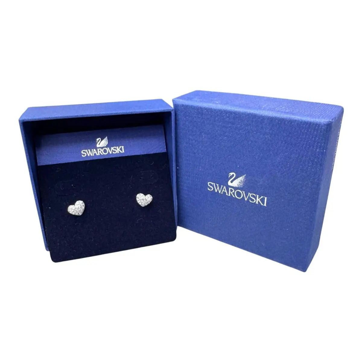 Swarovski Crystal Pave Heart Stud Earrings In Elegant Silver Tone