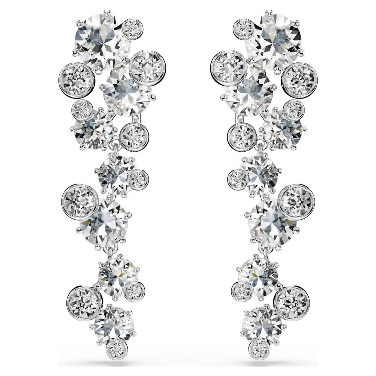 Swarovski Constella Drop Earrings Mixed Cuts White Rhodium Plated 5732252