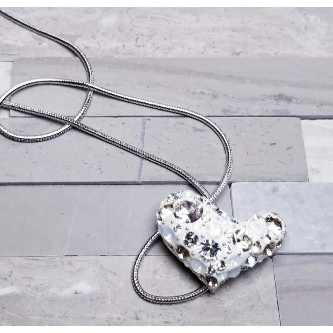 Swarovski Crystal Heart Necklace Silver