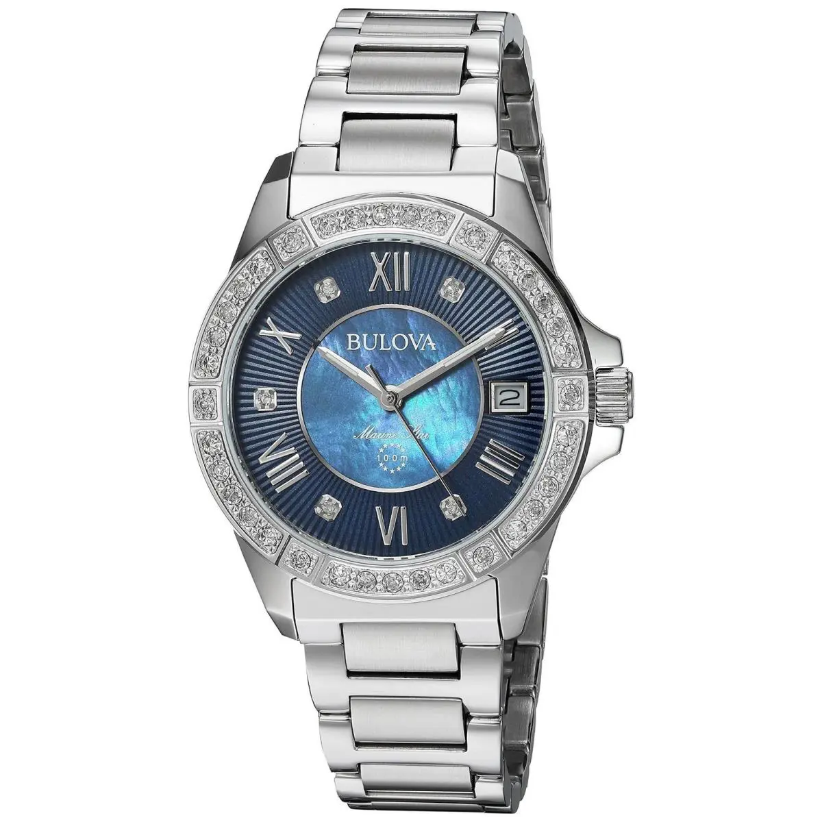 Bulova 96R215 Marine Star Series L Mother-of-pearl Dial 29 Diamonds Ladies Watch