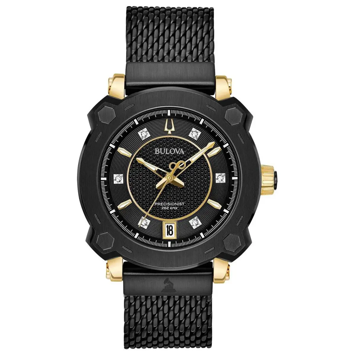 Bulova 98P173 Precisionist Grammy Awards Special Edition Diamond Dial Watch - Dial: Black, Band: Black, Bezel: Black