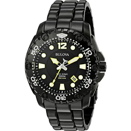 Bulova 98B242 Sea King 262 Khz Black Dial Sapphire Crystal Uhf Men`s Watch