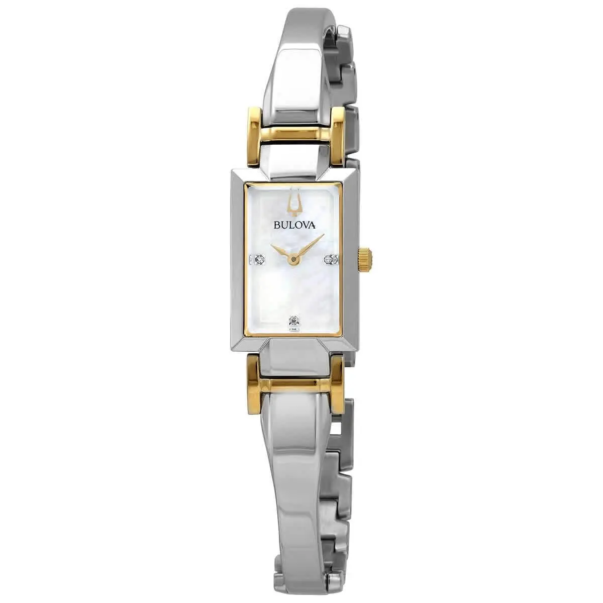 Bulova Classic Quartz Diamond Mop Dial Ladies Watch 98P188 - Dial: Silver, White, Band: Silver, Gold, Bezel: Silver, Gold