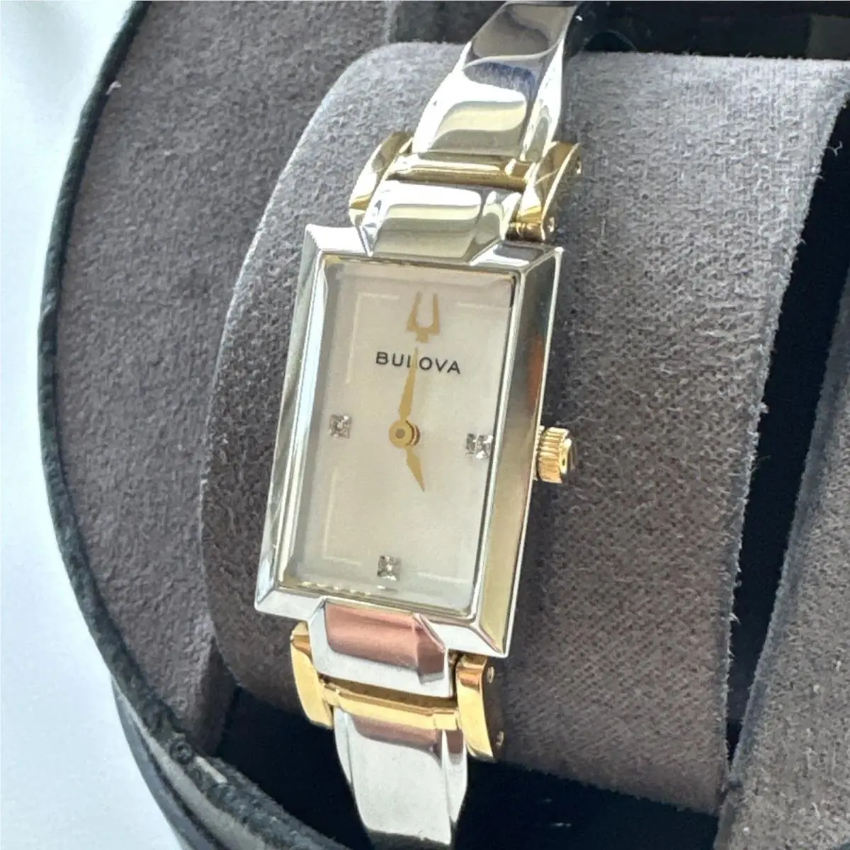 Women`s Classic Quartz Gemmed Silver Stainless Steel Watch 18 MM 98P188 by Bulova