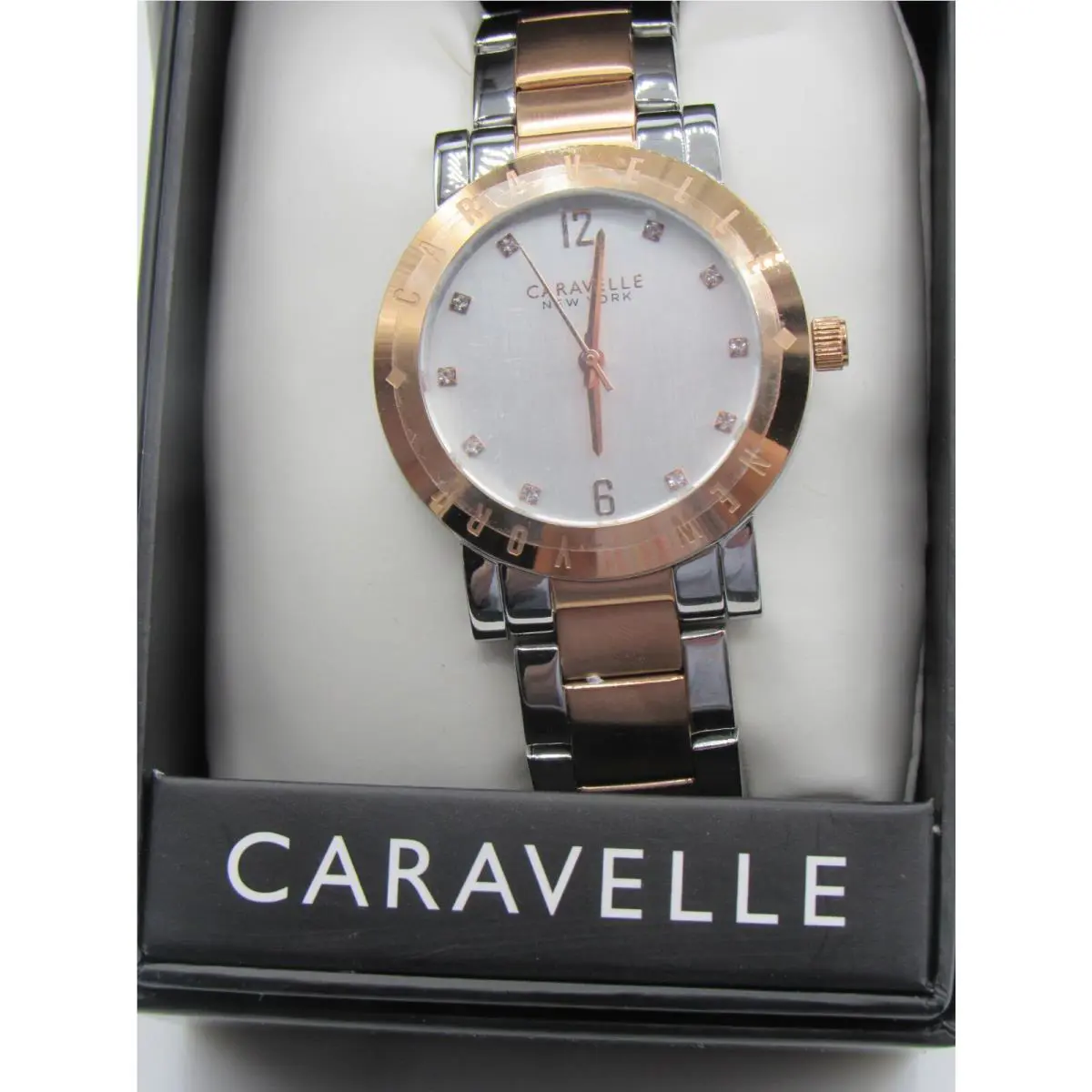 Bulova Caravelle York 45L150 Women`s 36MM Silver Dial Rose Gold SS Watch