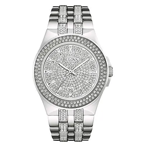 Bulova 96B235 Phantom 447 Swarovski Crystals Full Pave Dial Men`s Watch