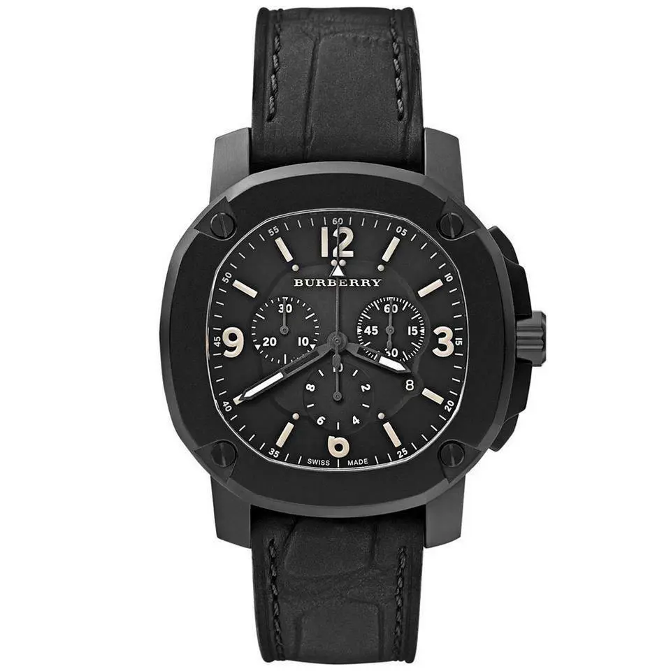 ON Burberry The Britain Alligator Leather Strap Watch Retail