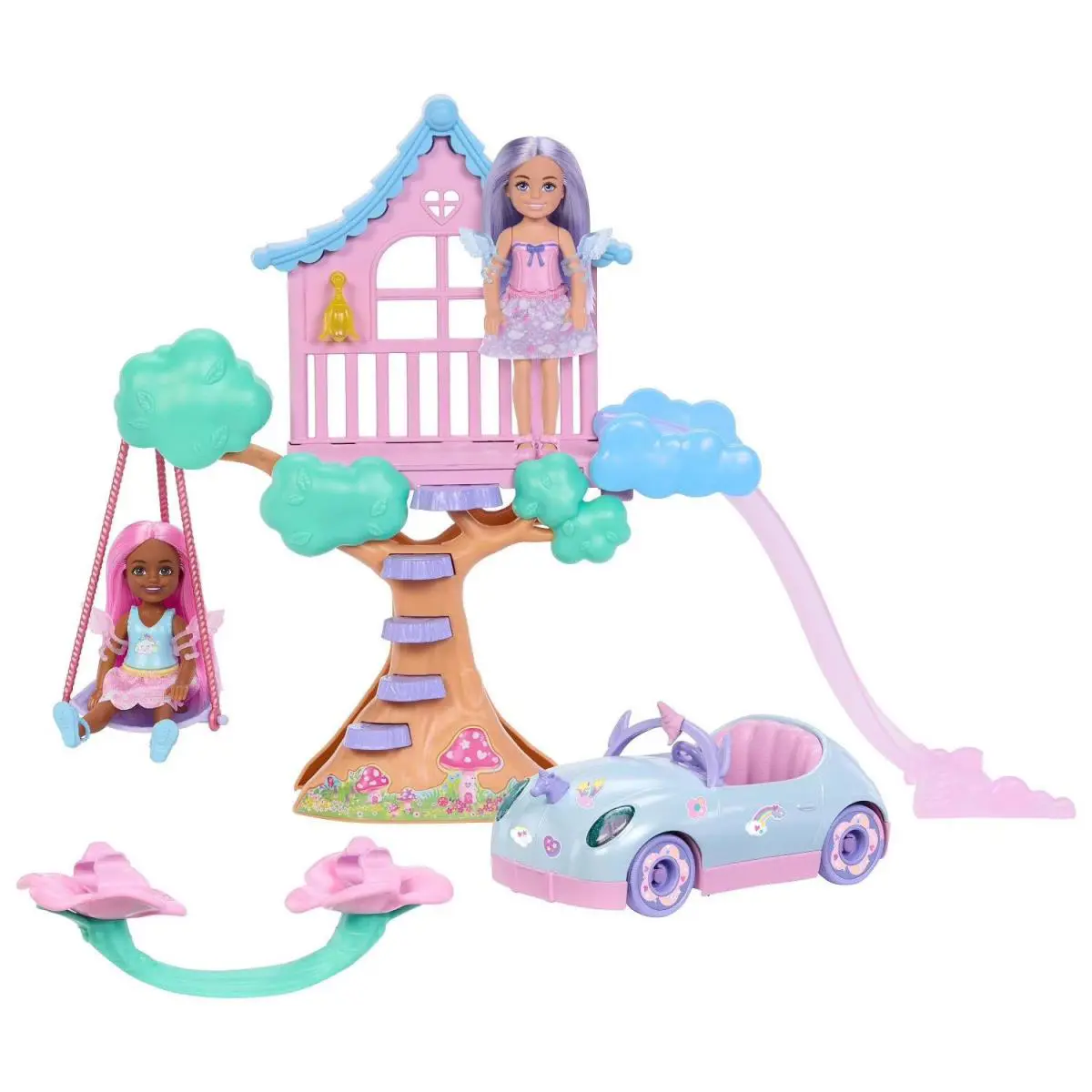 Barbie Fantasy Treehouse Playset with 2 Chelsea Dolls and Car
