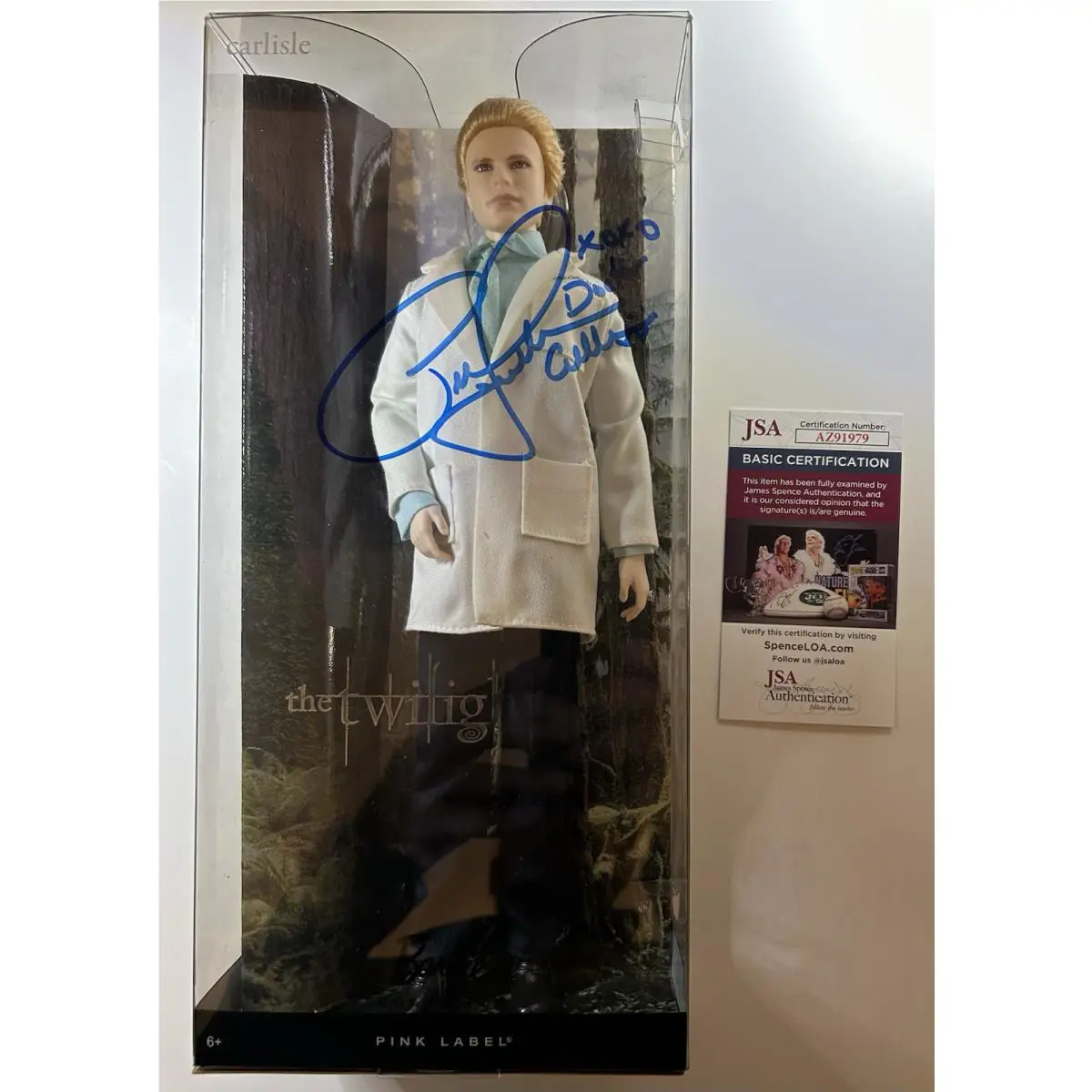 Twilight Carlisle Cullen Barbie Mattel Signed Peter Facinelli Jsa Coa