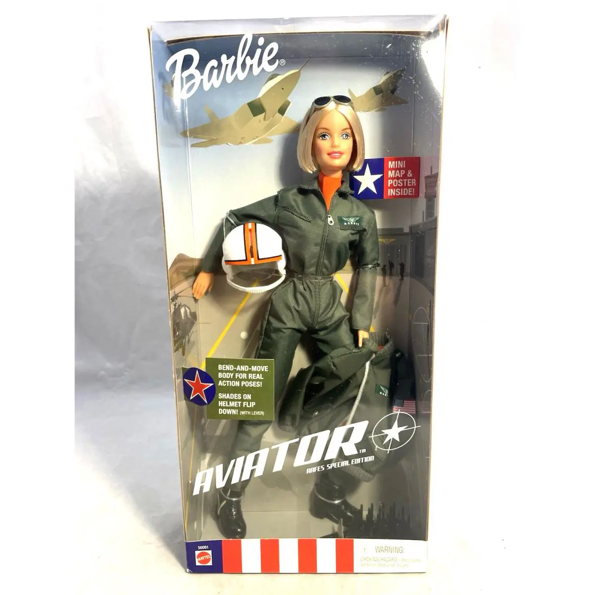 Barbie Aviator Aafes Special Edition Mattel 2001 Bend An Move Body Blonde Nrfb