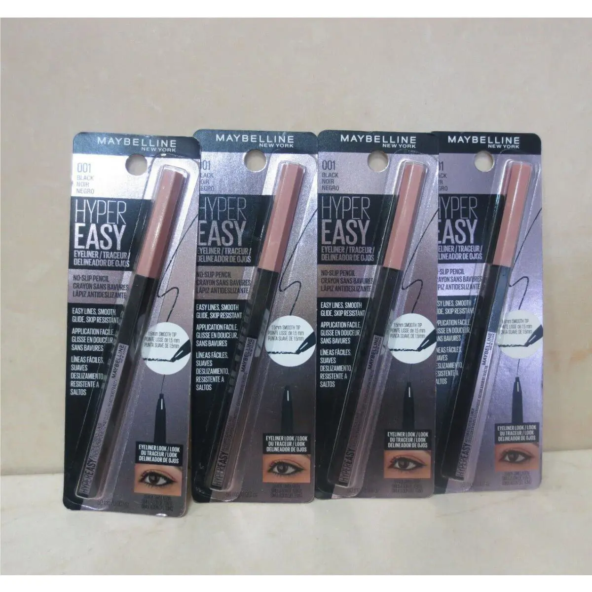 Maybelline Hyper Easy Eyeliner No-slip Pencil 001 Black Lot OF 4