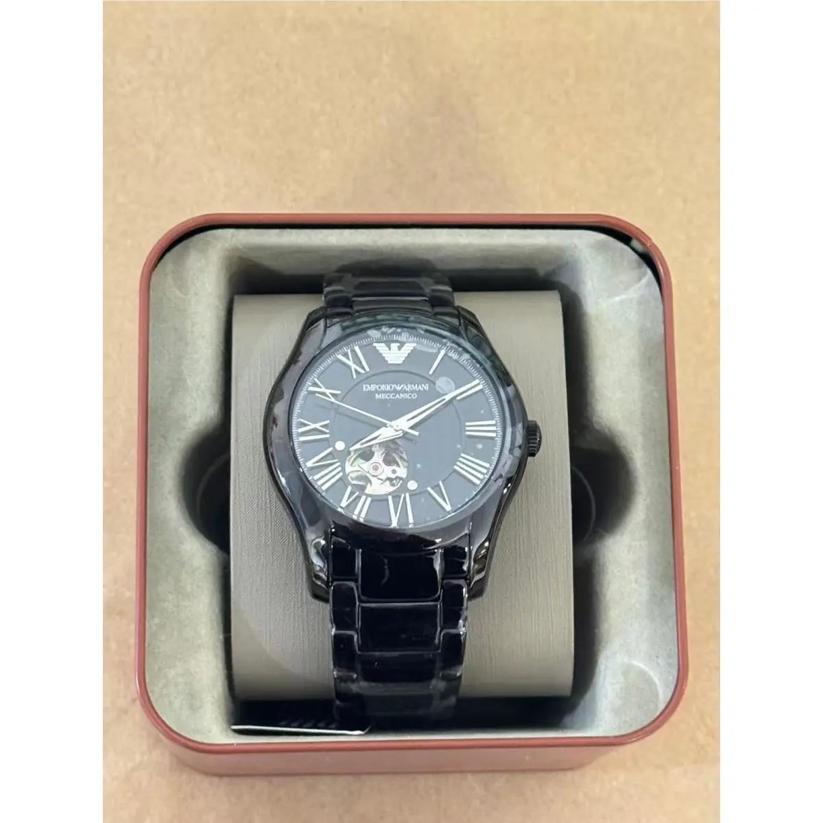 Emporio Armani Valente AR60014 Meccanico Automatic Watch with Black Dial