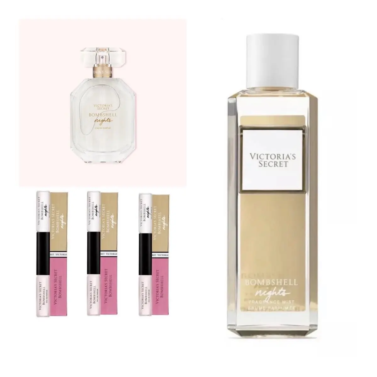 Victoria`s Secret Bombshell Nights Eau de Parfum 3.4 Oz. /rollerball 3 /mist