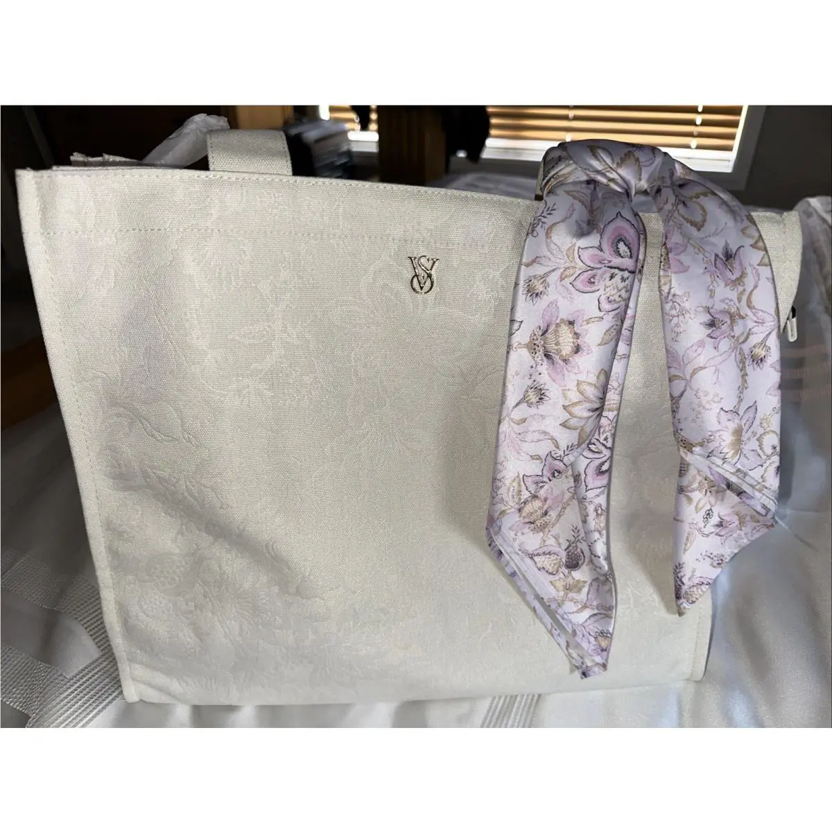 Victoria`s Secret Floral-embossed Tote Bag with Scarf
