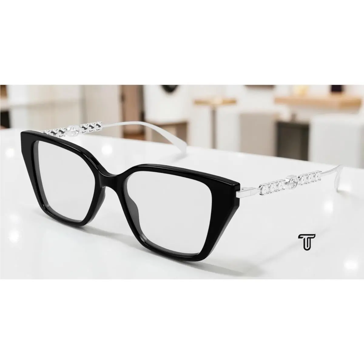 Gucci GG1969O 002 Cat Eye Black Silver Demo Lens 51 mm Women`s Eyeglasses - Frame: Black Silver
