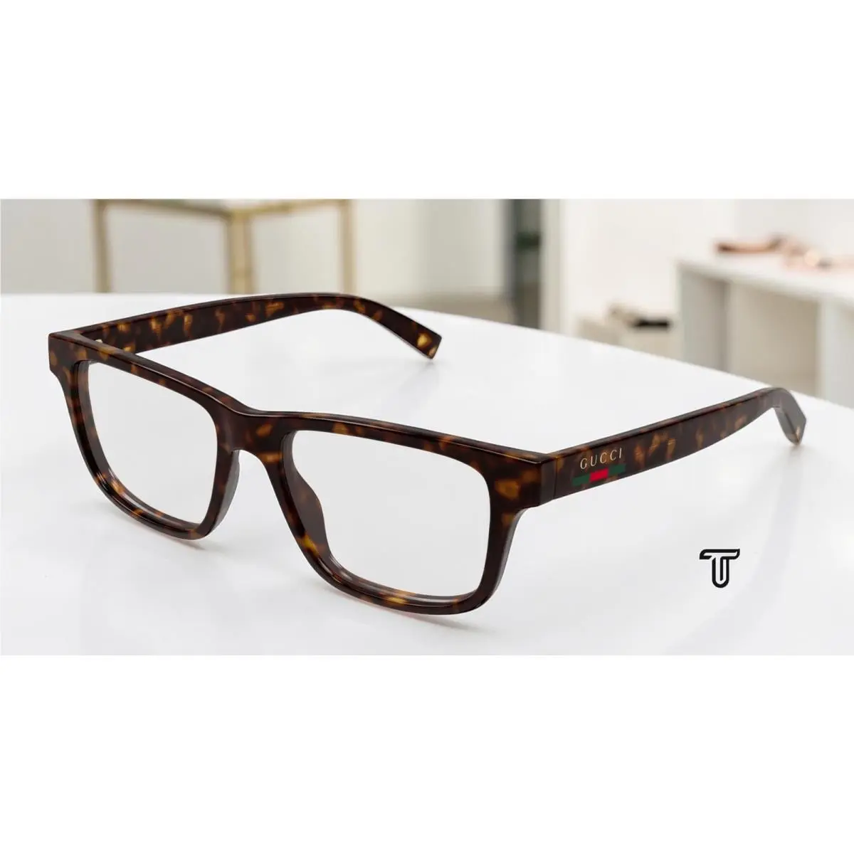 GG1987O 002 Rectangular Squared Havana Demo Lens 54 mm Men`s Eyeglasses by Gucci