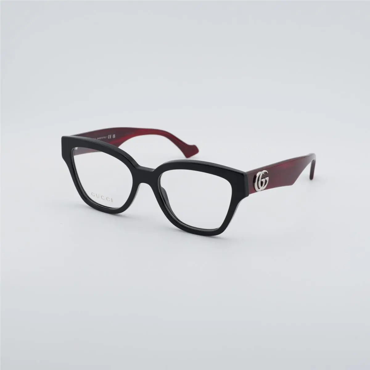 GG1424O 013 Shiny Solid Black/red 54mm Eyeglasses by Gucci