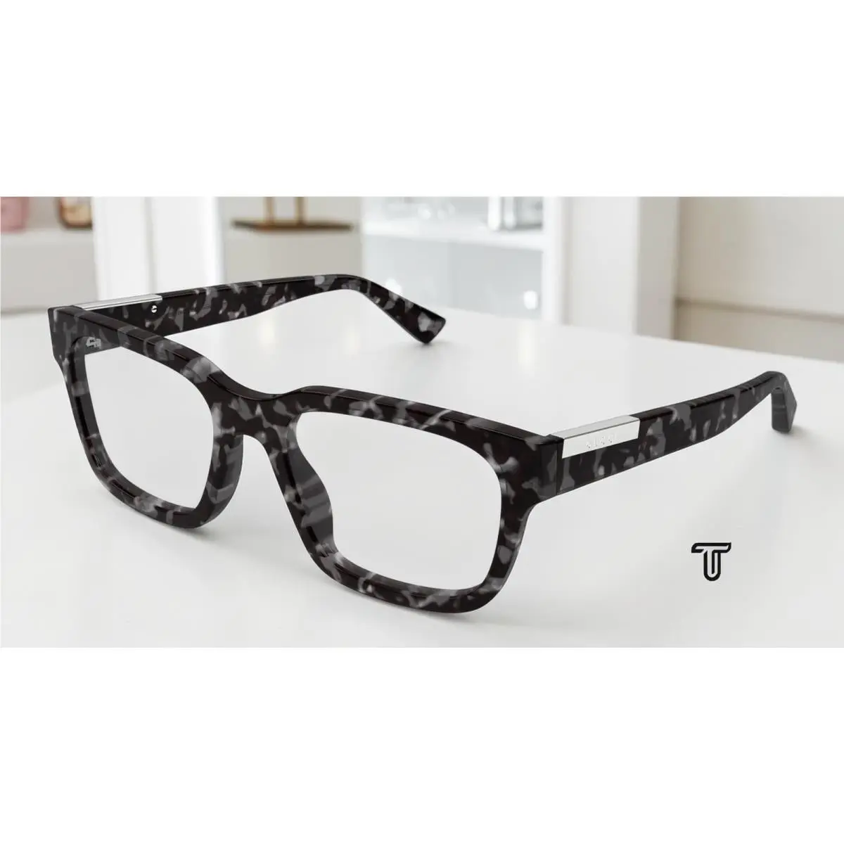 GG1961O 002 Rectangular Squared Havana Demo Lens 55 mm Men`s Eyeglasses by Gucci